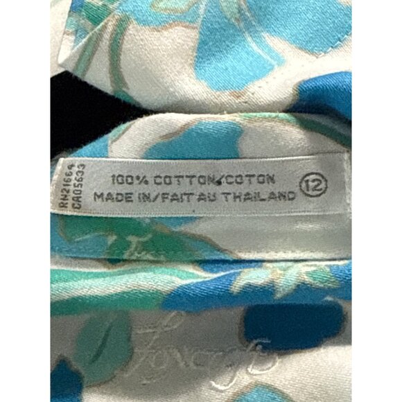 Foxcroft Womens Floral Cotton Shirt Size 12 Blue & Green 100% Cotton - Picture 5 of 6